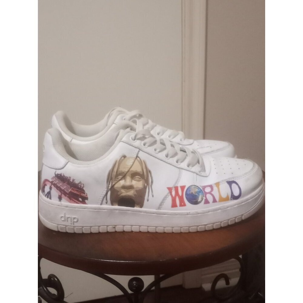 Drip Creationz White Sneakers Youth Size 6.5Y Women's 8 Lace Up Low Top Shoes